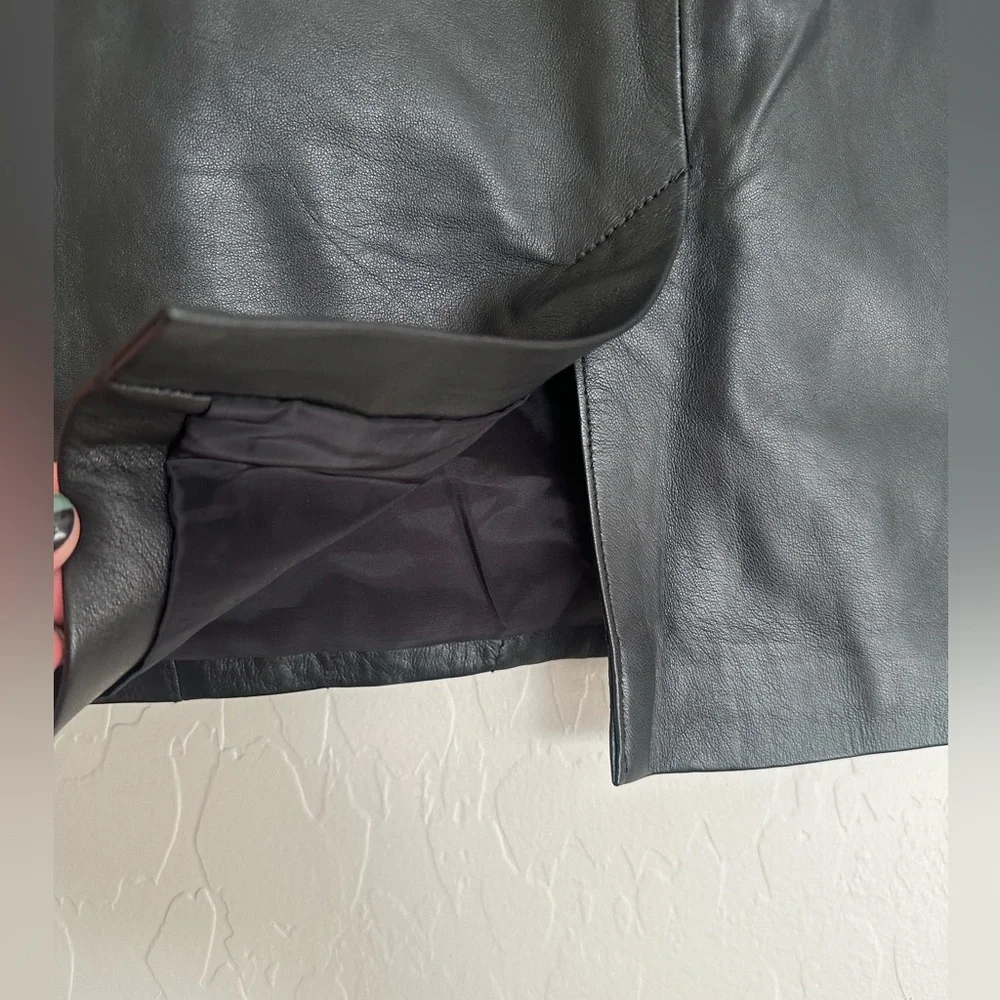 Halogen Black Leather Quilted Pencil Skirt